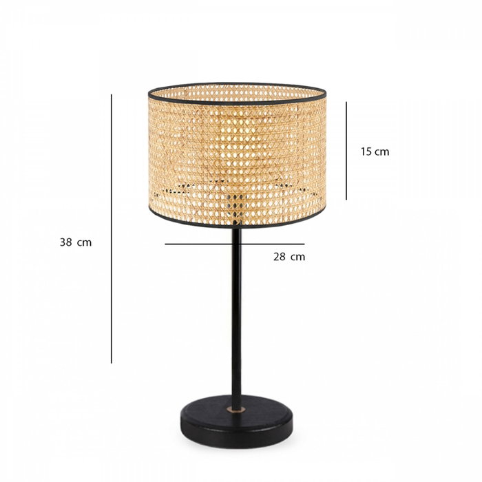 Opviq Lámpara de Mesa de Ratán AYD-3268 Crema y Negro